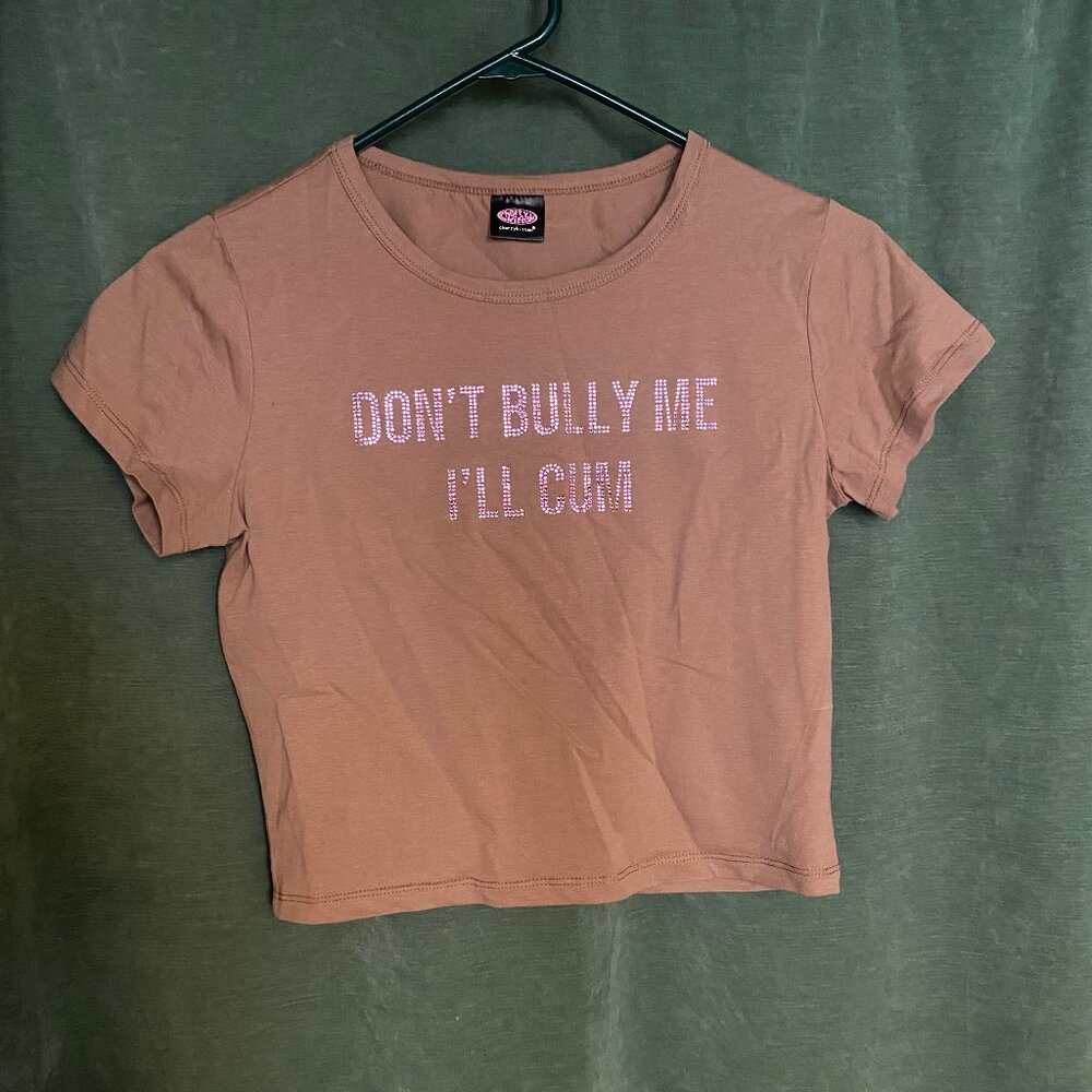 Rhinestone Don't Bully Me Y2K Baby Tee Cherrykitten